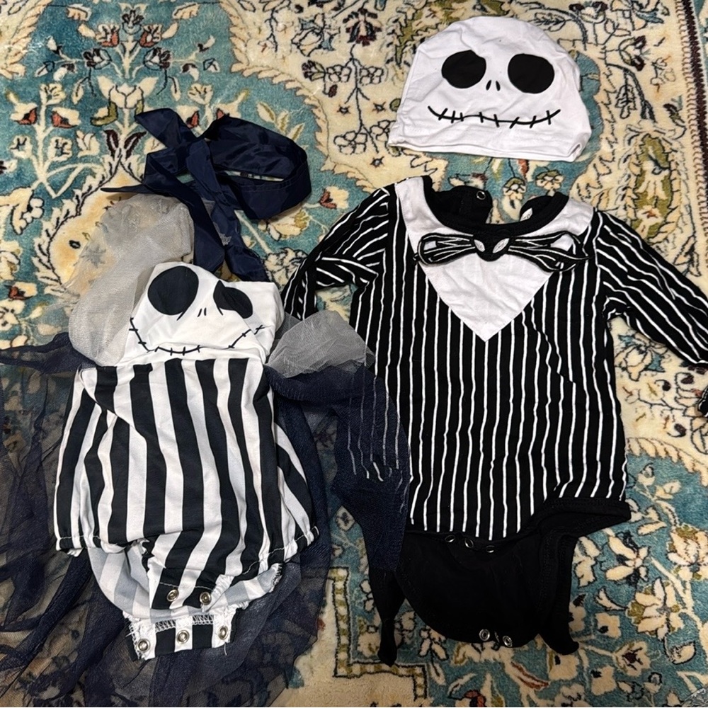 Nightmare before Christmas dress and onesie hat baby twins boy girl 12m costumes